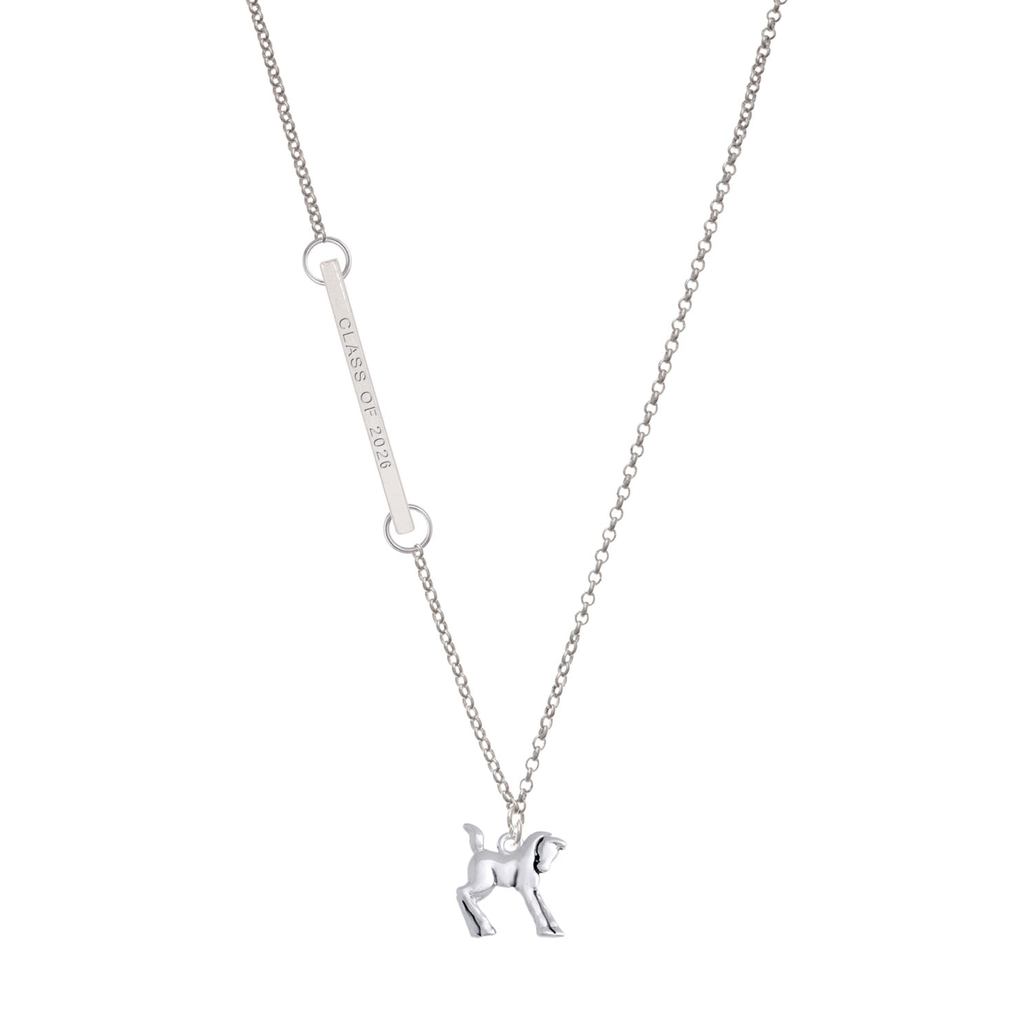 Delight Jewelry Silver-tone Equestrian Horse - Silvertone Class of 2026 Delicate Bar Necklace, 18.75"