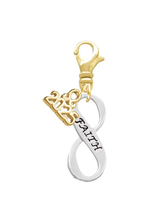 Silver-tone Faith Infinity Sign - Gold-tone Clip on Charm with Mini Year 2025