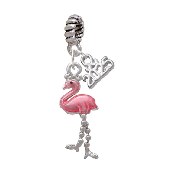 Delight Jewelry Silver-tone Flamingo with Dangle Legs - Silver-tone Rope Charm Bead Dangle with Mini 2025