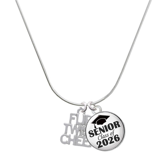Delight Jewelry Silver-tone Flip Twist Cheer - Silvertone Senior Class of 2026 Dome Necklace, 18"