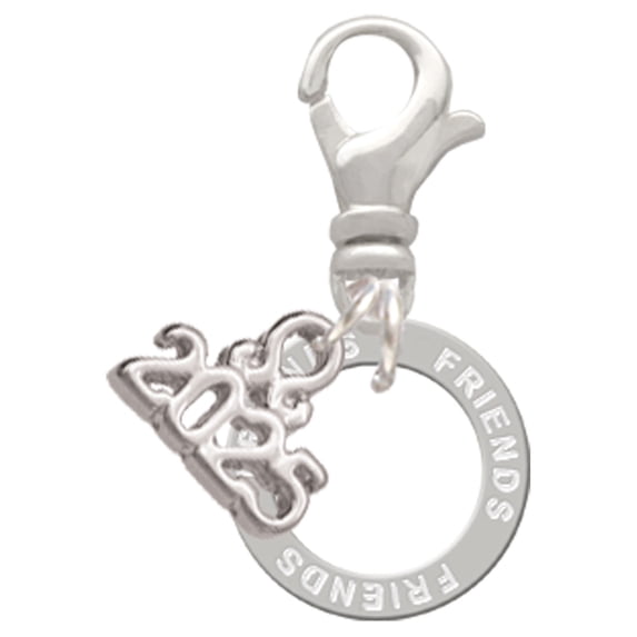 Delight Jewelry Silver-tone Friends Eternity Ring - Silver-tone Clip on Charm with Mini Year 2025
