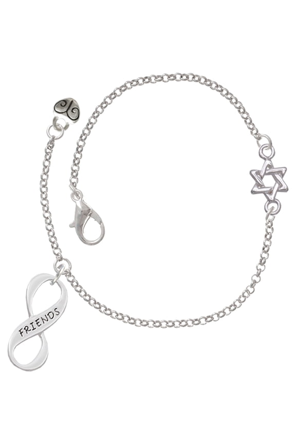 Silver-tone Friends Infinity Sign - Silvertone Star of David Delicate Bracelet, 6.25+1.75" Extender