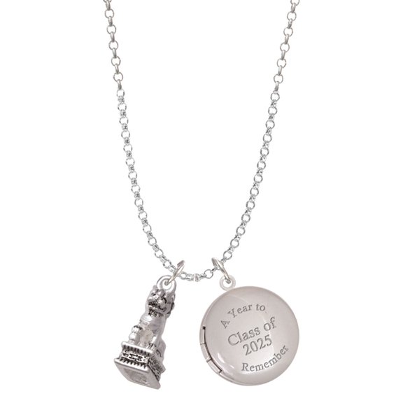 Delight Jewelry Silver-tone Fu Dog - Class of 2025 Year to Remember Locket Charm Necklace, 19+2" Extender