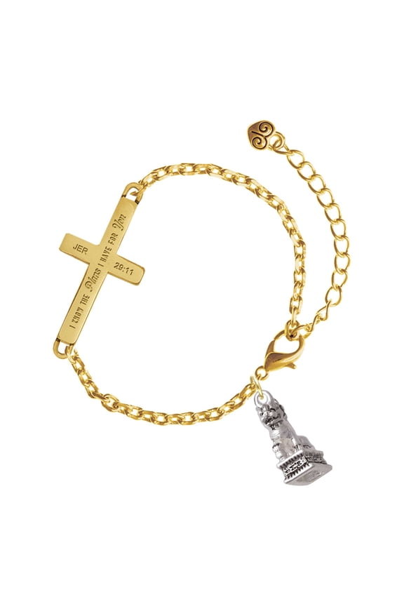 Silver-tone Fu Dog - Gold Tone Jeremiah 29:11 I Have Plans for You Engraved Cross Charm Bracelet, 6.5+1.5" Extender