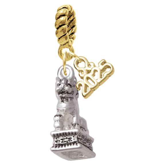Delight Jewelry Silver-tone Fu Dog - Gold-tone Rope Charm Bead Dangle with Mini 2025