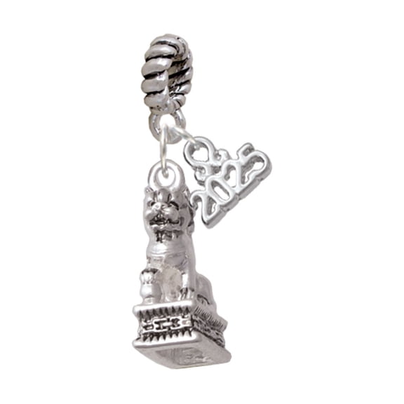 Delight Jewelry Silver-tone Fu Dog - Silver-tone Rope Charm Bead Dangle with Mini 2025