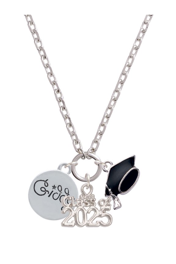 Silver-tone Giddy Circle - Silver-tone Class of 2025 Graduation Zoey Necklace, 28"