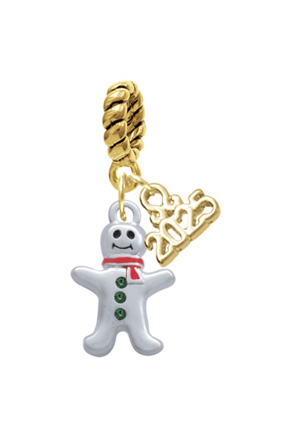 Silver-tone Gingerbread Man with Red Scarf - Gold-tone Rope Charm Bead Dangle with Mini 2025