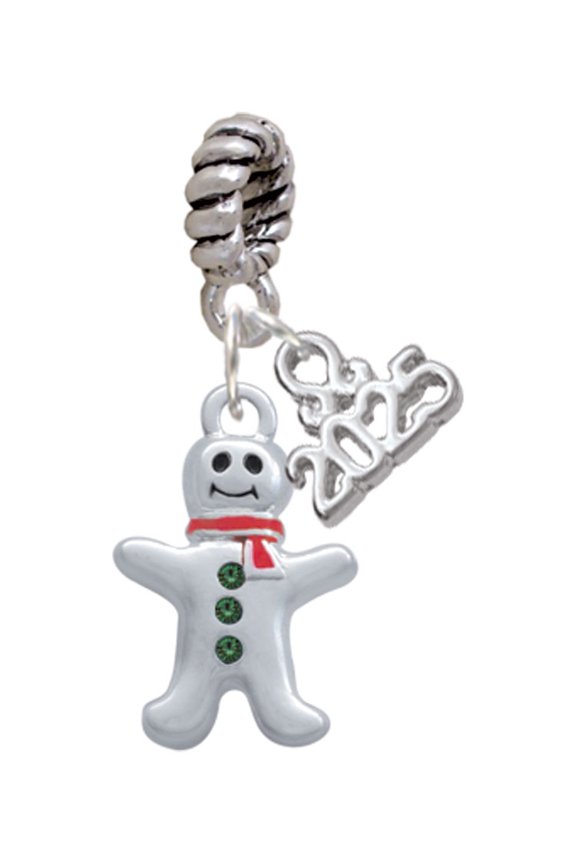 Silver-tone Gingerbread Man with Red Scarf - Silver-tone Rope Charm Bead Dangle with Mini 2025