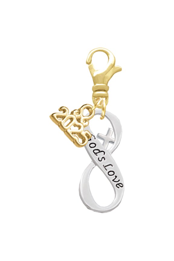 Silver-tone God's Love Infinity Sign - Gold-tone Clip on Charm with Mini Year 2025