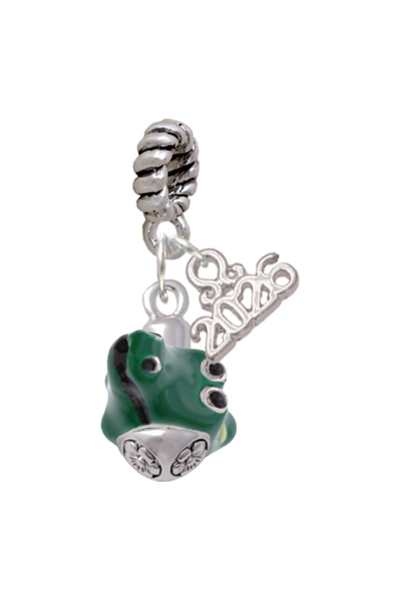 Silver-tone Green Enamel Alligator Spinner - Silver Plated Rope Charm Bead Dangle with Mini 2026