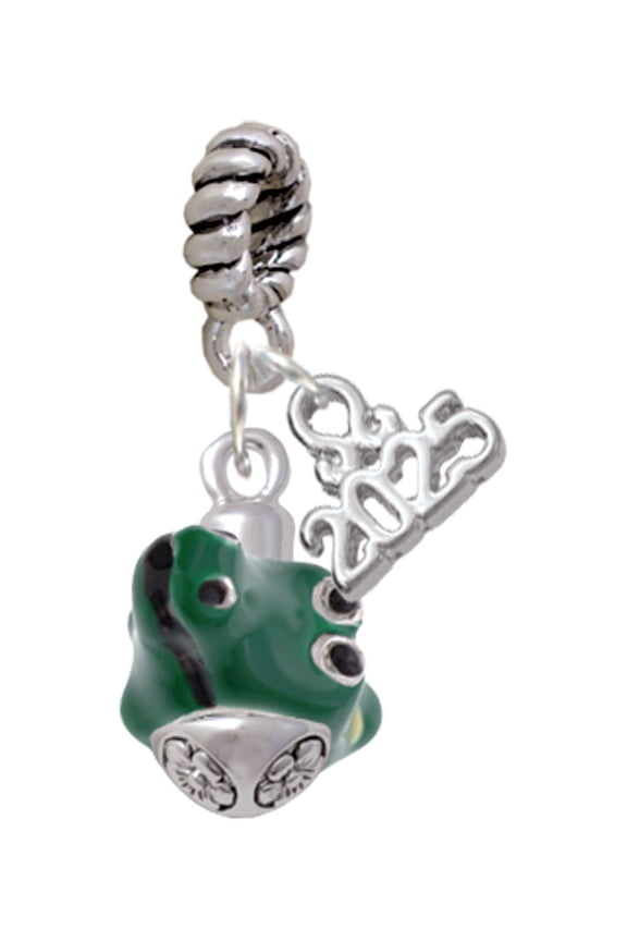 Silver-tone Green Enamel Alligator Spinner - Silver-tone Rope Charm Bead Dangle with Mini 2025