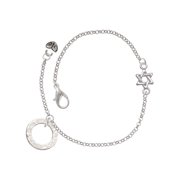 Delight Jewelry Silver-tone Hammered Karma Ring - Silvertone Star of David Delicate Bracelet, 6.25+1.75" Extender