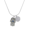 thumbnail image 1 of Delight Jewelry Silver-tone Hamsa Hand with Blue Crystal - Engraved Congrats Class of 2026 Charm Necklace, 18", 1 of 4