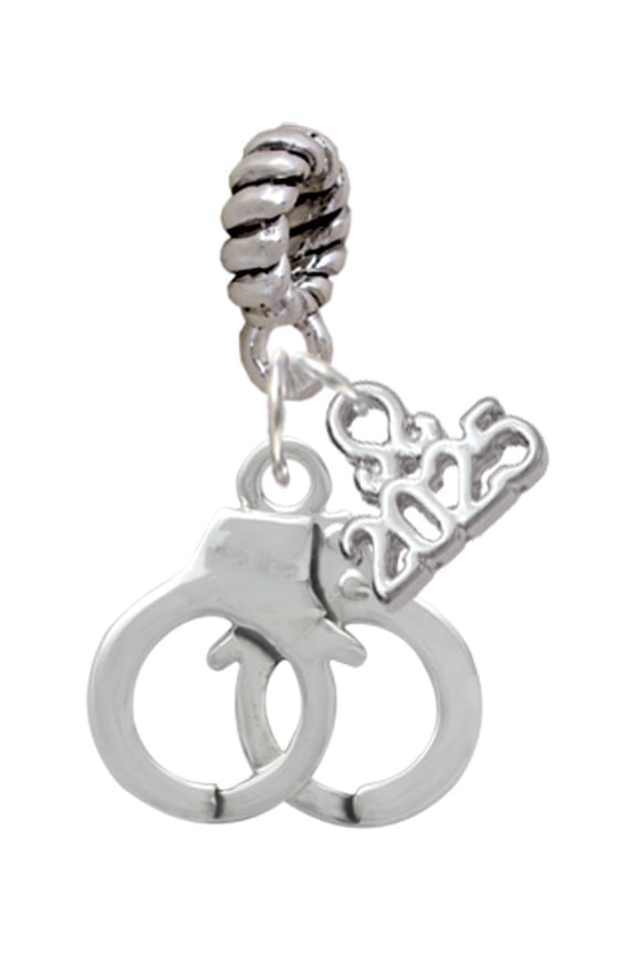 Silver-tone Handcuffs - Silver-tone Rope Charm Bead Dangle with Mini 2025