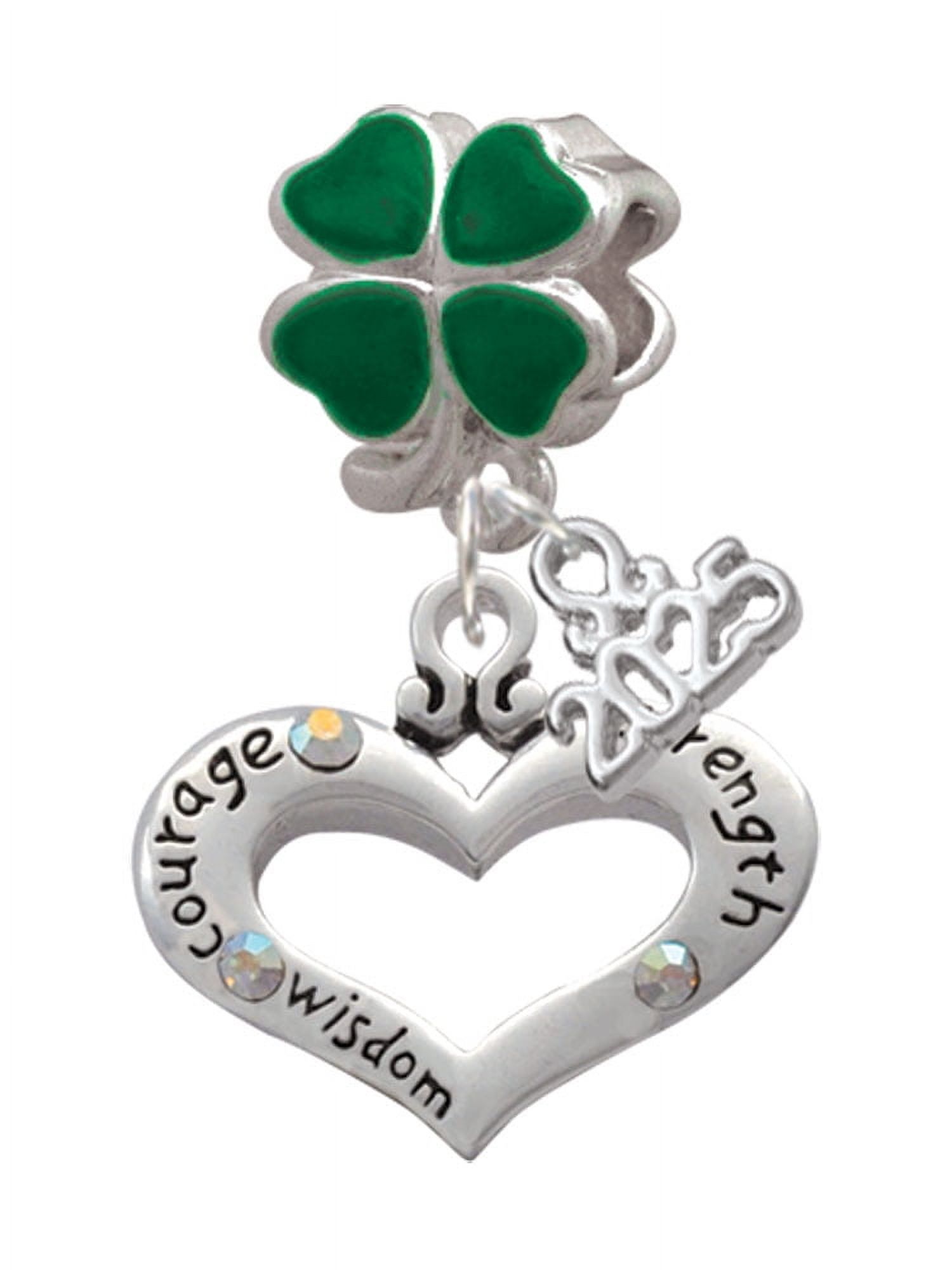 Delight Jewelry Silver-tone Heart With 3 Ab Crystals - Courage Strength 