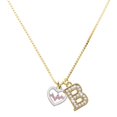 thumbnail image 1 of Delight Jewelry Silver-tone Heart with Pink Crystal Heartbeat - Large Goldtone Crystal Initial - B - Charm Necklace, 17.5"+2", 1 of 4