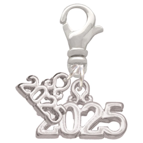 Delight Jewelry Silver-tone Horizontal Year 2025 - Silver-tone Clip on Charm with Mini Year 2025