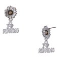 thumbnail image 1 of Delight Jewelry Silver-tone I 'Heart' Running - Two-tone Daisy Flower Post Earrings, 1 of 4