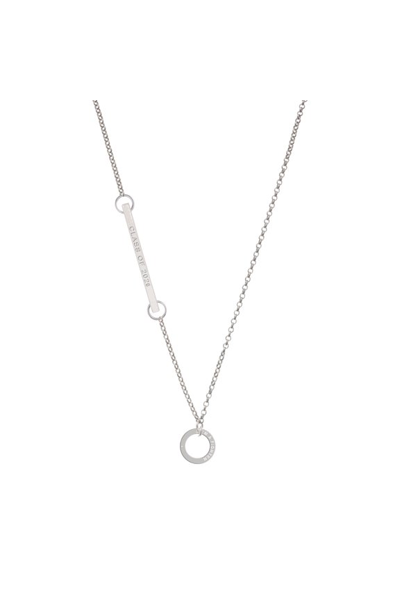 Silver-tone I'm A Fighter Eternity Circle - Silvertone Class of 2026 Delicate Bar Necklace, 18.75"