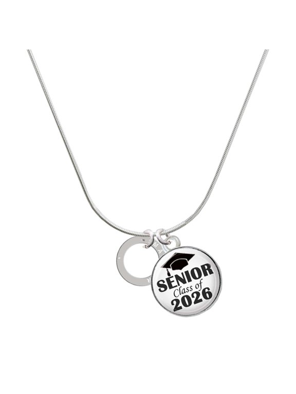Silver-tone I'm A Fighter Eternity Circle - Silvertone Senior Class of 2026 Dome Necklace, 18"