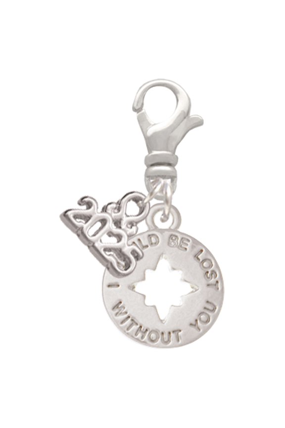 Silver-tone I would be lost without you - Silver-tone Clip on Charm with Mini Year 2025
