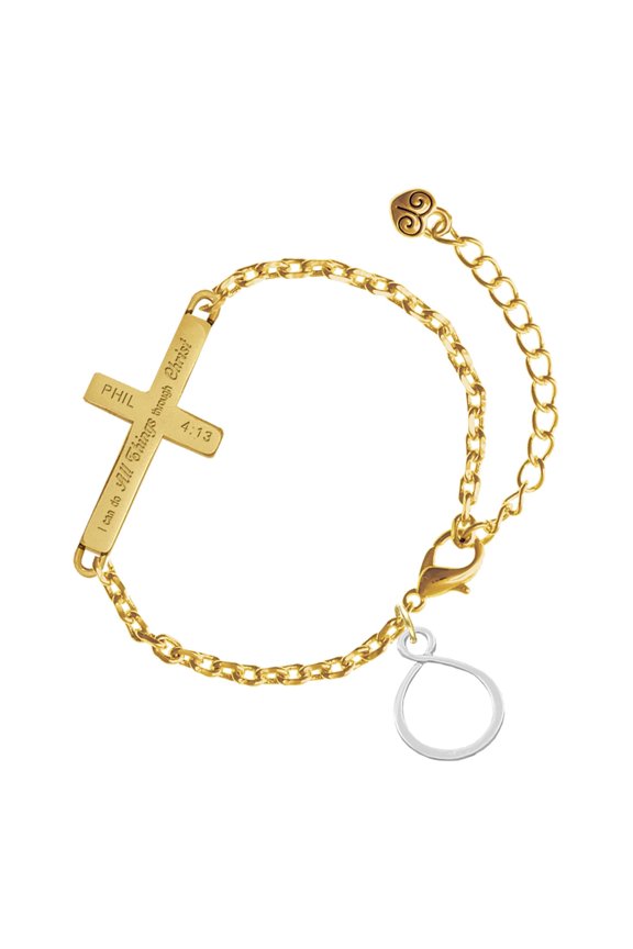 Silver-tone Infinity Loop - Gold Tone Philipians 4:13 I Do All Things Through Christ Engraved Cross Charm Bracelet, 6.5+1.5" Extender