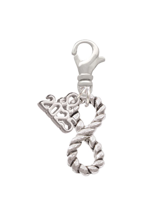 Silver-tone Infinity Rope - Silver-tone Clip on Charm with Mini Year 2025