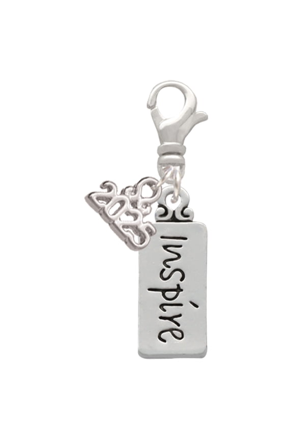 Silver-tone Inspire - Silver-tone Clip on Charm with Mini Year 2025