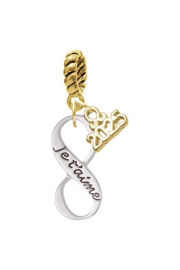 Silver-tone Je T'aime Infinity Sign - Gold-tone Rope Charm Bead Dangle with Mini 2025