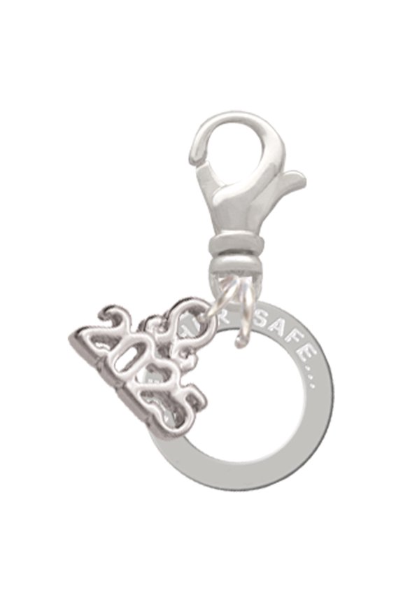 Silver-tone Keep Her Safe Infinity Ring - Silver-tone Clip on Charm with Mini Year 2025