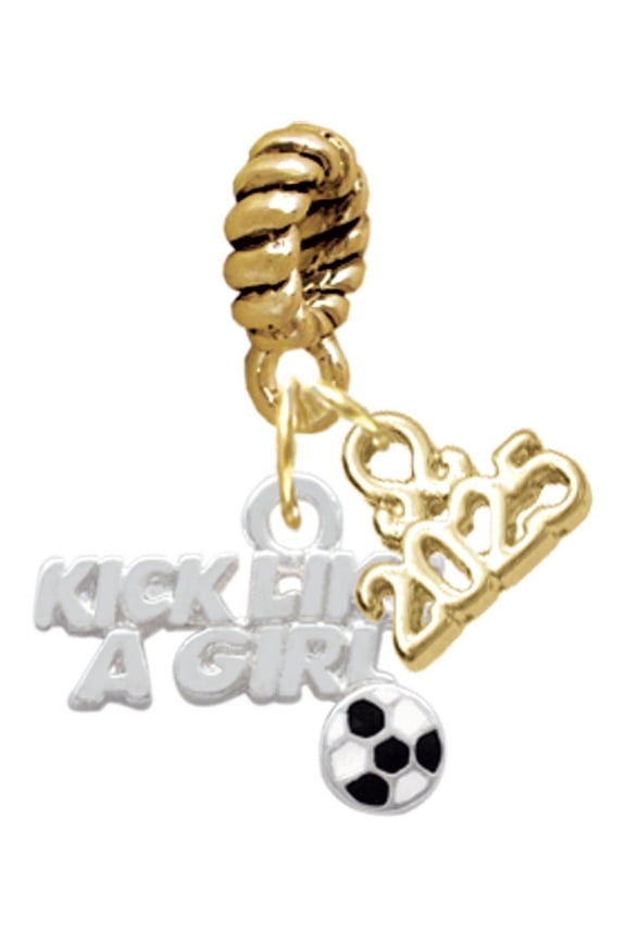 Silver-tone Kick Like a Girl with Enamel Soccer Ball - Gold-tone Rope Charm Bead Dangle with Mini 2025