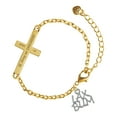 thumbnail image 1 of Delight Jewelry Silver-tone LAX BUM - Gold Tone Joshua 1:9 Strong and Courageous Engraved Cross Charm Bracelet, 6.5+1.5" Extender, 1 of 4