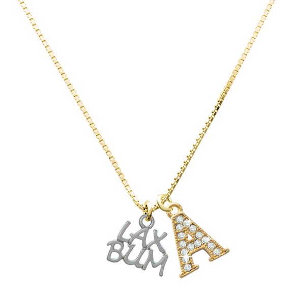 Delight Jewelry Silver-tone LAX BUM - Large Goldtone Crystal Initial - A - Charm Necklace, 17.5"+2"