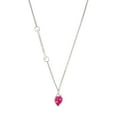 thumbnail image 1 of Delight Jewelry Silver-tone Large 3-D Hot Pink Strawberry with Crystals - Silvertone Class of 2026 Delicate Bar Necklace, 18.75", 1 of 4