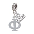 thumbnail image 1 of Delight Jewelry Silver-tone Large Greek Letter - Phi - Silver-tone Rope Charm Bead Dangle with Mini 2025, 1 of 4