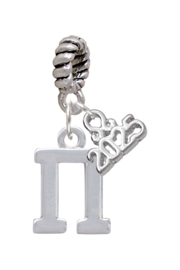 Silver-tone Large Greek Letter - Pi - Silver-tone Rope Charm Bead Dangle with Mini 2025