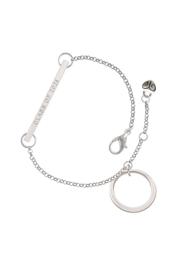 Silver-tone Large Karma Circle - Silvertone Class of 2026 Delicate Bar Bracelet, 8.5"