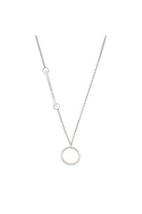 Silver-tone Large Karma Circle - Silvertone Class of 2026 Delicate Bar Necklace, 18.75"
