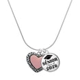 thumbnail image 1 of Delight Jewelry Silver-tone Large Pink Enamel Heart with Swirl Border - Silvertone Senior Class of 2026 Dome Necklace, 18", 1 of 5