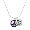 thumbnail image 1 of Delight Jewelry Silver-tone Large Purple Tiger Print Peace Sign - Silvertone Senior Class of 2026 Dome Necklace, 18", 1 of 5