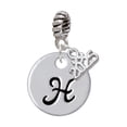 thumbnail image 1 of Delight Jewelry Silver-tone Large Script Letter - H - 3/4'' Disc - Silver-tone Rope Charm Bead Dangle with Mini 2025, 1 of 4