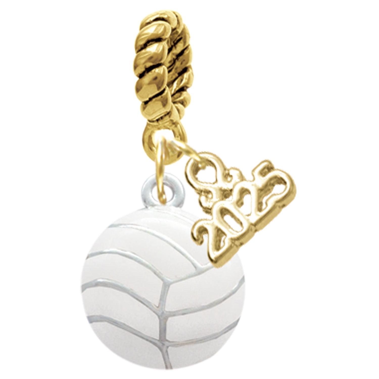 Delight Jewelry Silver-tone Large Volleyball - Gold-tone Rope Charm Bead Dangle with Mini 2025