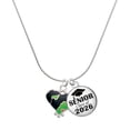 thumbnail image 1 of Delight Jewelry Silver-tone Lime Green Large Cheetah Print Heart - Silvertone Senior Class of 2026 Dome Necklace, 18", 1 of 5