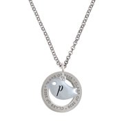 Delight Jewelry Silver-tone Little Bird Initial - P - Class of 2026 Affirmation Ring Necklace, 23"