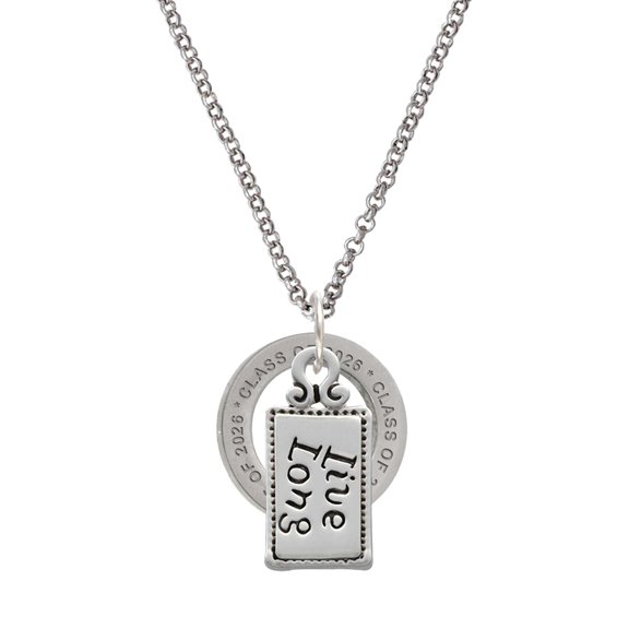 Delight Jewelry Silver-tone Live Long - Class of 2026 Affirmation Ring Necklace, 23"