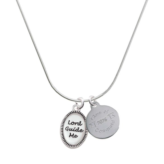 Delight Jewelry Silver-tone Lord Guide Me - Engraved Congrats Class of 2026 Charm Necklace, 18"