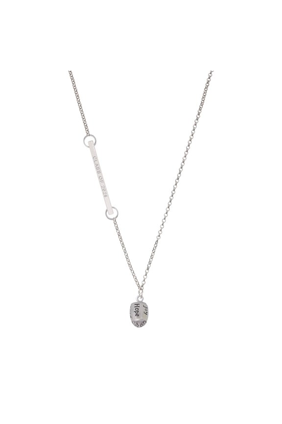 Silver-tone Love, Faith, Pray, Peace, Joy, Hope Spinner - Silvertone Class of 2026 Delicate Bar Necklace, 18.75"
