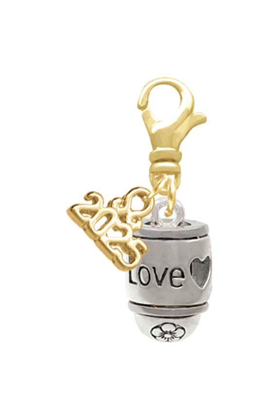 Silver-tone Love Forever Spinner - Gold-tone Clip on Charm with Mini Year 2025