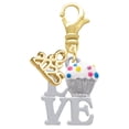 thumbnail image 1 of Delight Jewelry Silver-tone Love with Vanilla Cupcake - Gold-tone Clip on Charm with Mini Year 2025, 1 of 4